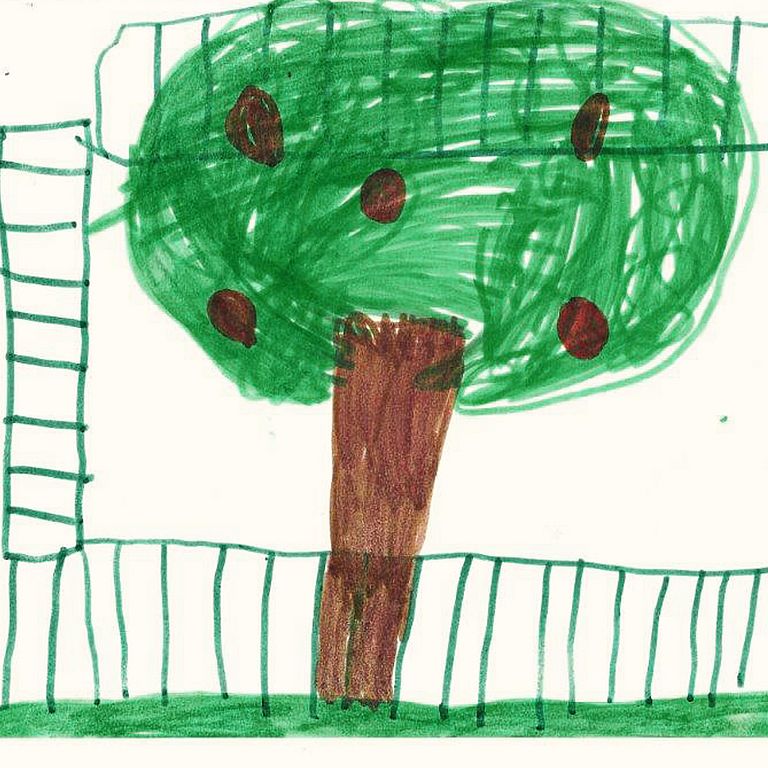 Kinderzeichnung mit Baum in der Goldbachkrippe